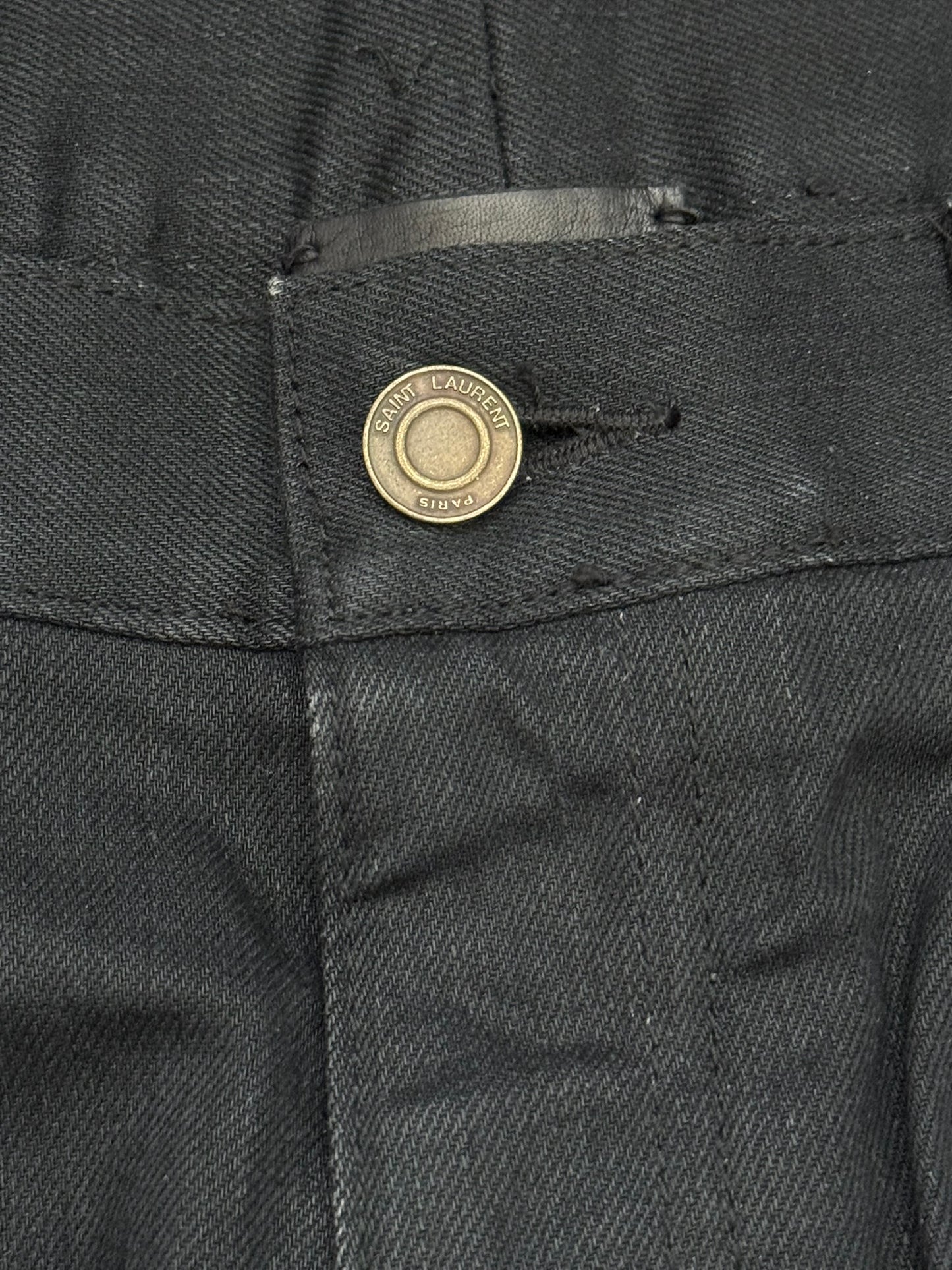 FW14 Saint Laurent by Hedi Slimane "Nightrider" Black Waxed D02 Denim Jeans