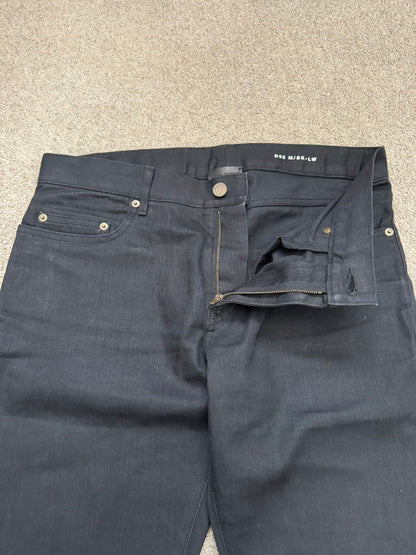 FW14 Saint Laurent by Hedi Slimane "Nightrider" Black Waxed D02 Denim Jeans