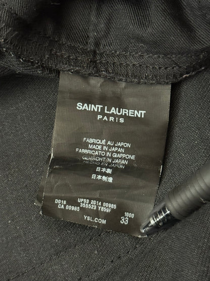 FW14 Saint Laurent by Hedi Slimane "Nightrider" Black Waxed D02 Denim Jeans