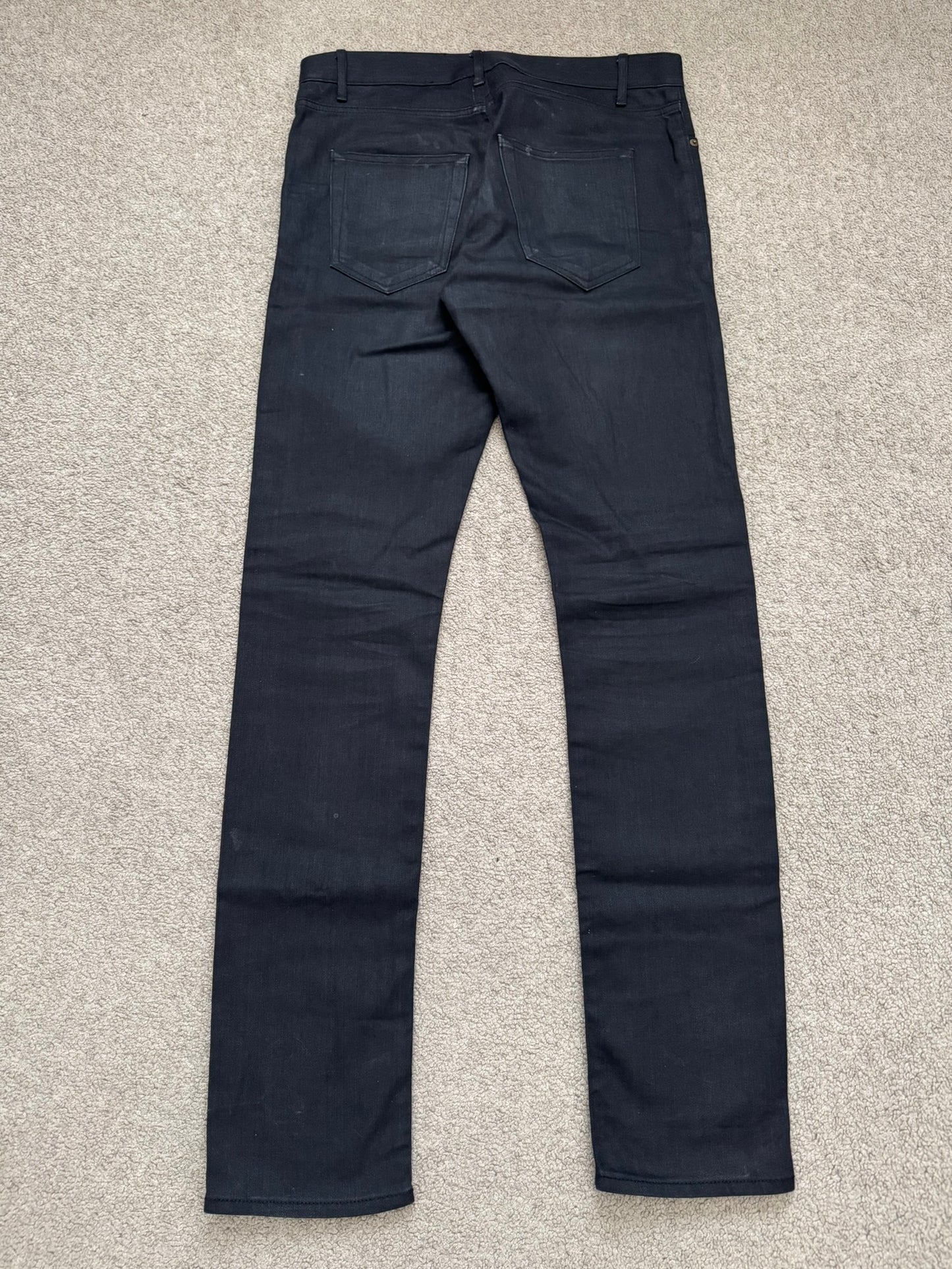 FW14 Saint Laurent by Hedi Slimane "Nightrider" Black Waxed D02 Denim Jeans