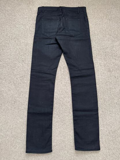 FW14 Saint Laurent by Hedi Slimane "Nightrider" Black Waxed D02 Denim Jeans