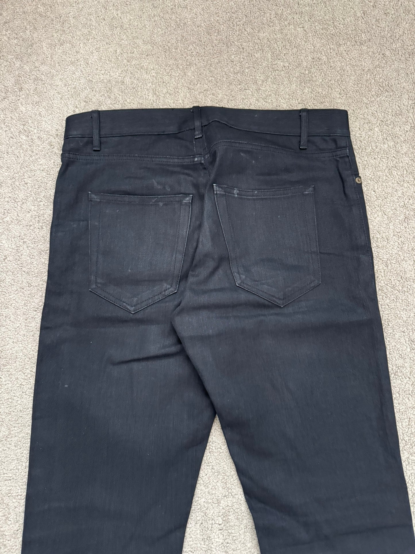 FW14 Saint Laurent by Hedi Slimane "Nightrider" Black Waxed D02 Denim Jeans