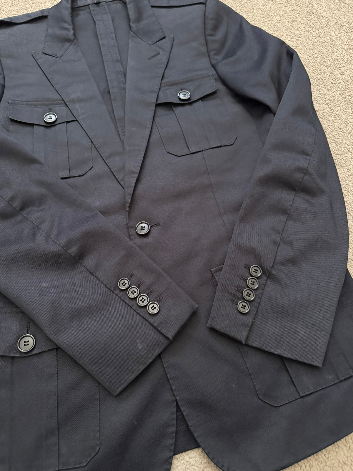 SS06 Dior Homme by Hedi Slimane Navy Safari Cargo Blazer Jacket