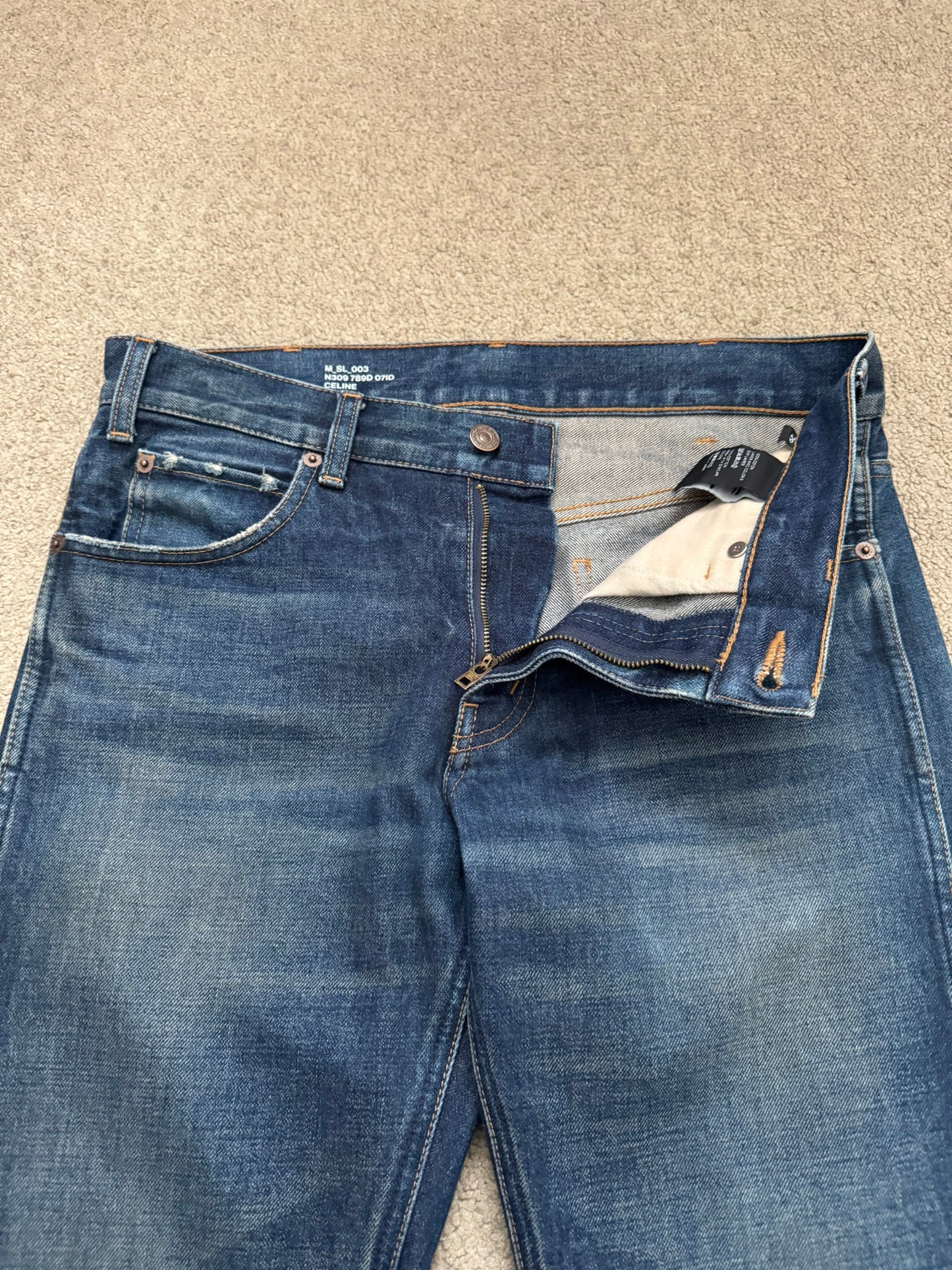 SS20 Celine by Hedi Slimane Indigo Dark Wash Slim Denim Jeans
