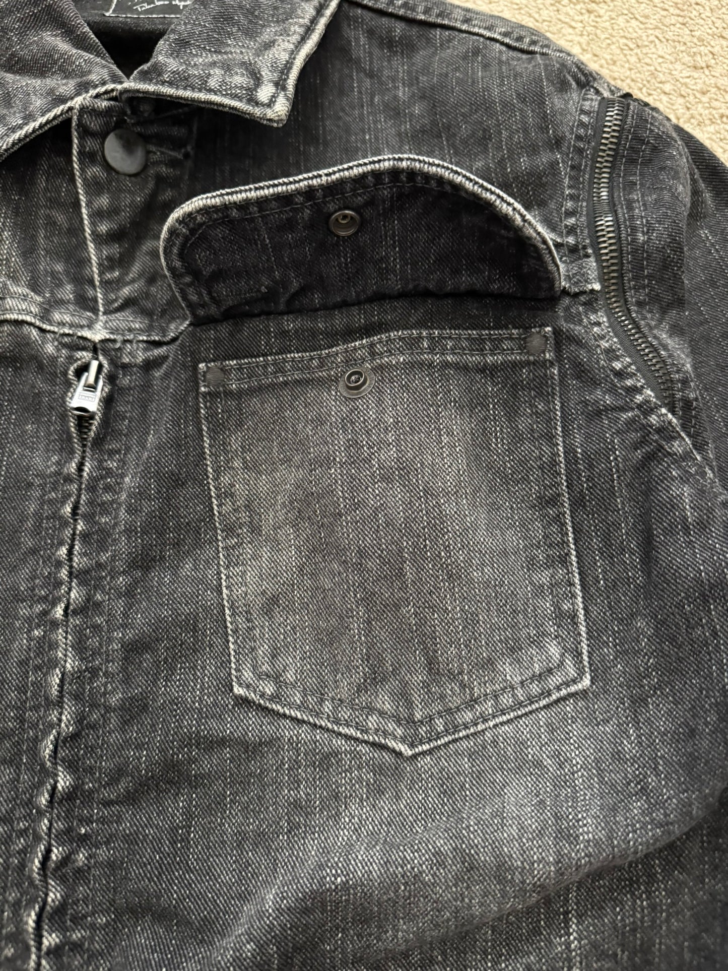 SS04 Number (N)ine Convertible Zipper Pain Denim Jacket
