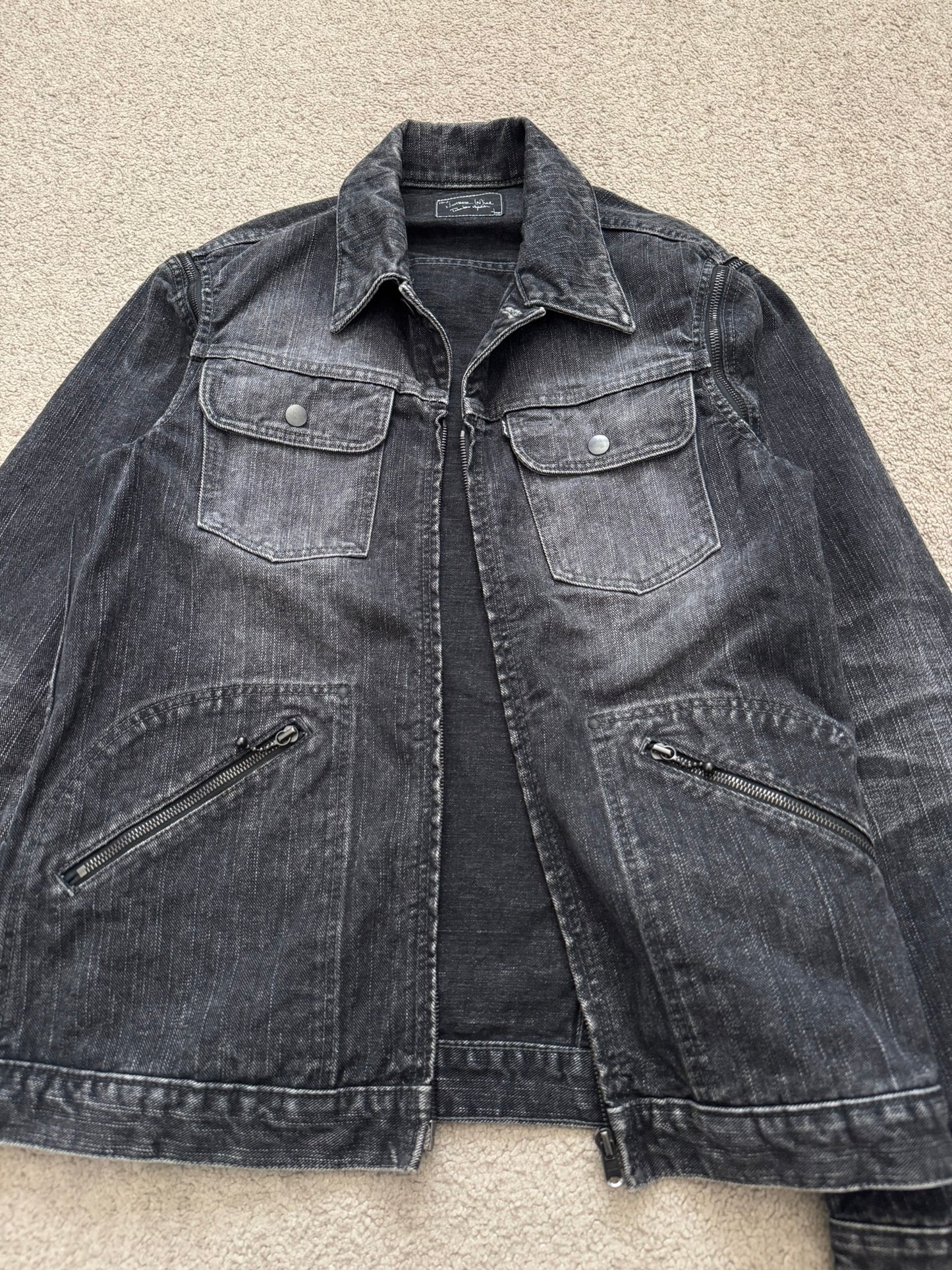 SS04 Number (N)ine Convertible Zipper Pain Denim Jacket