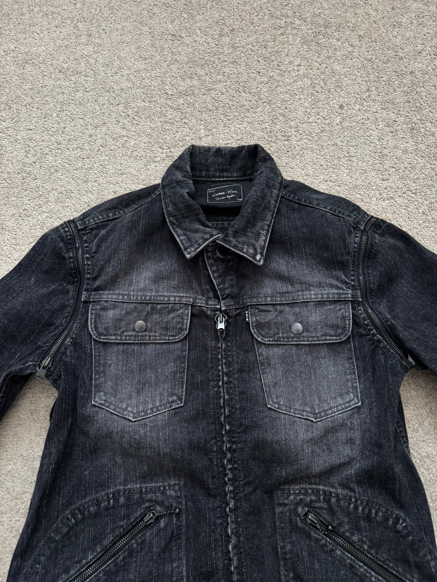 SS04 Number (N)ine Convertible Zipper Pain Denim Jacket