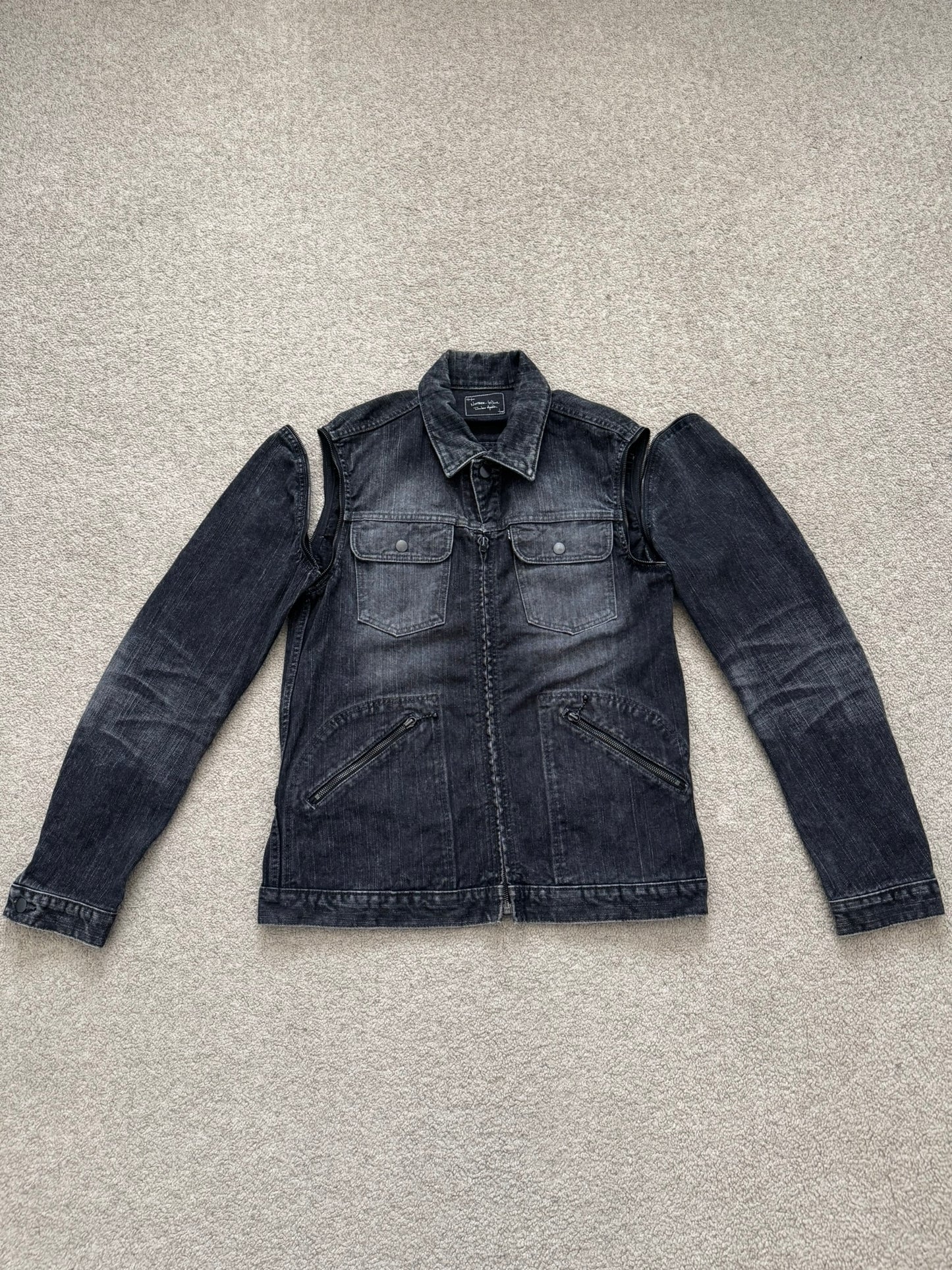 SS04 Number (N)ine Convertible Zipper Pain Denim Jacket