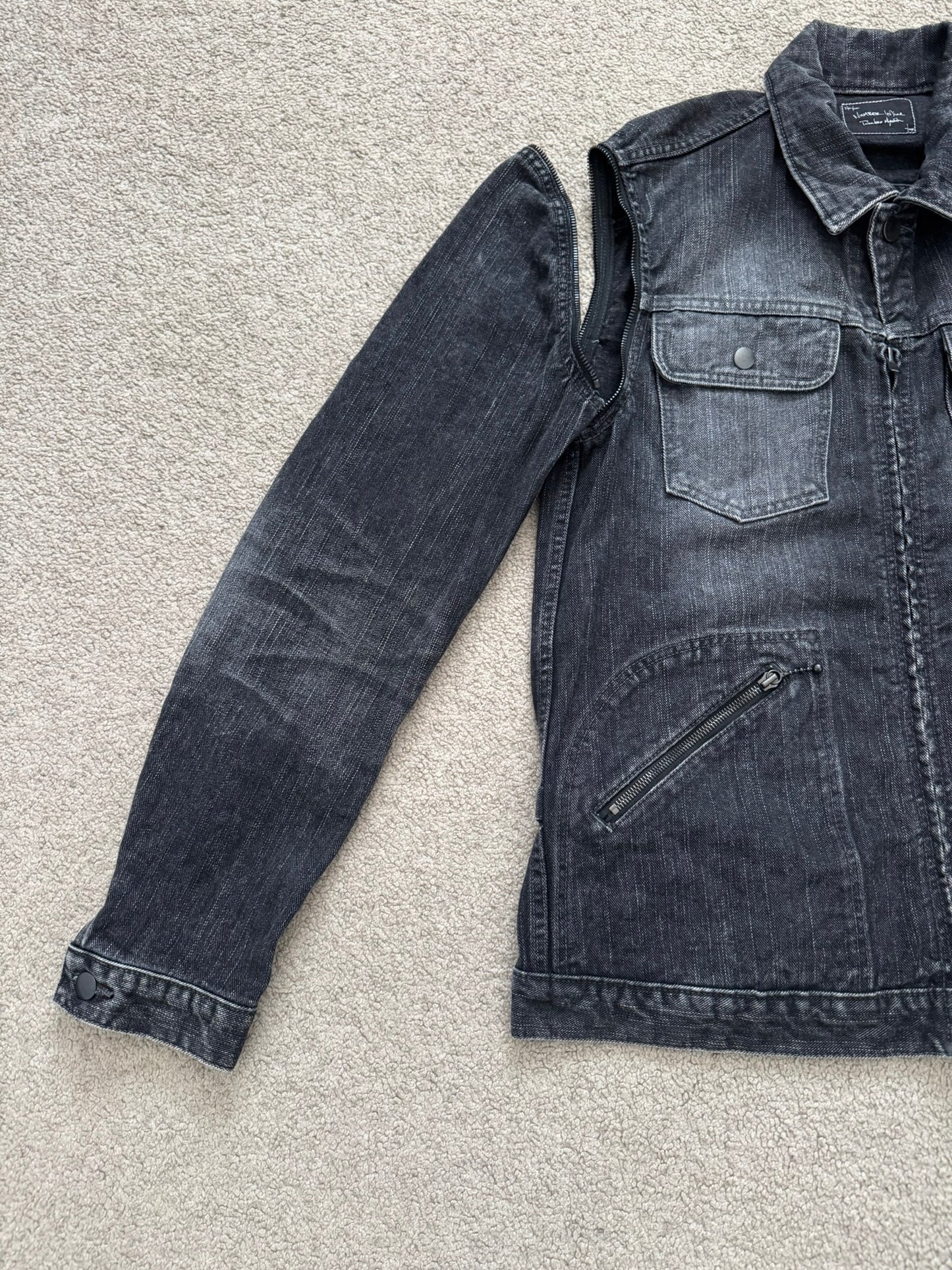 SS04 Number (N)ine Convertible Zipper Pain Denim Jacket