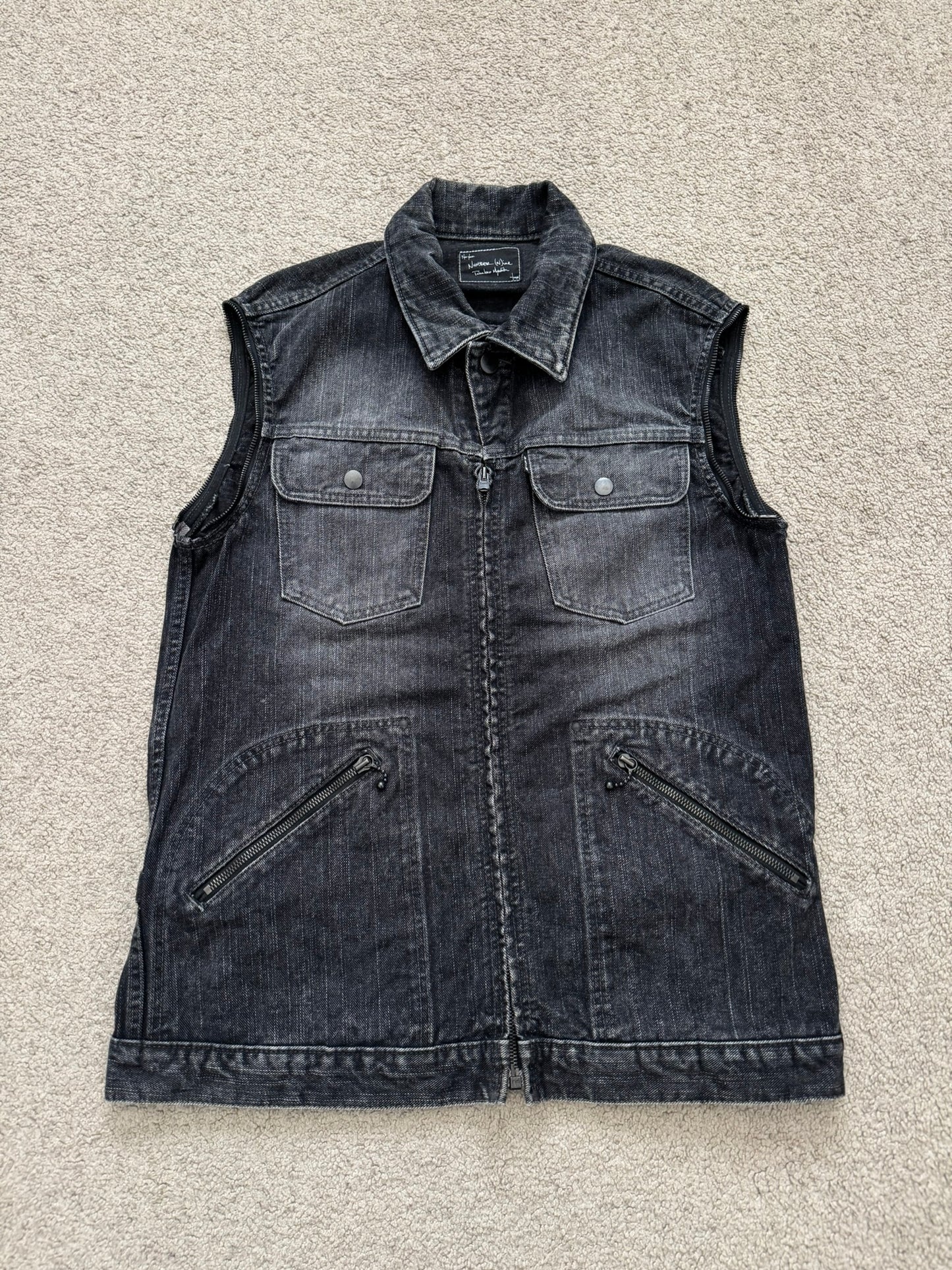 SS04 Number (N)ine Convertible Zipper Pain Denim Jacket