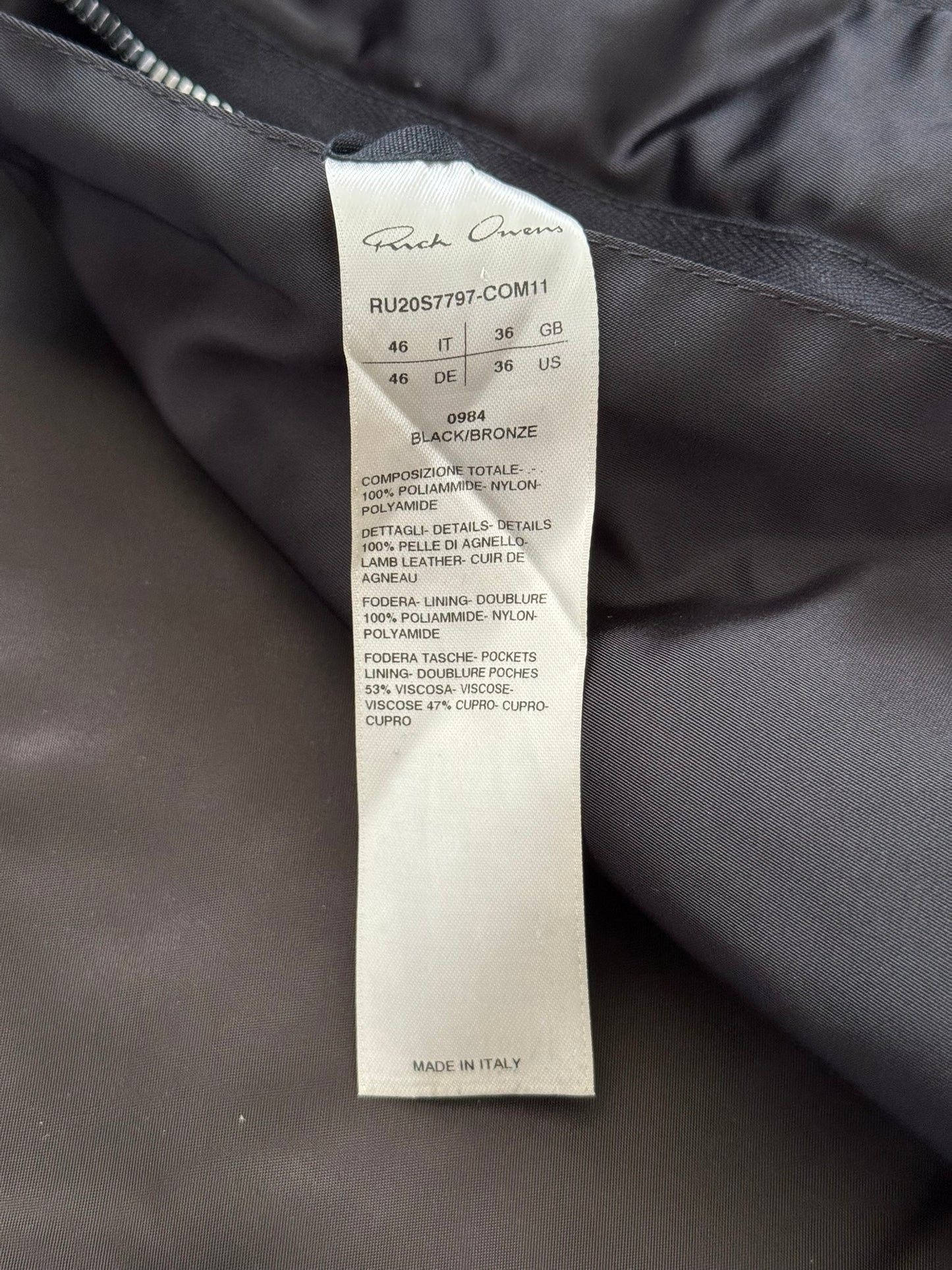 SS20 Rick Owens Mainline Tecuatl Stag Hybrid Leather Jacket