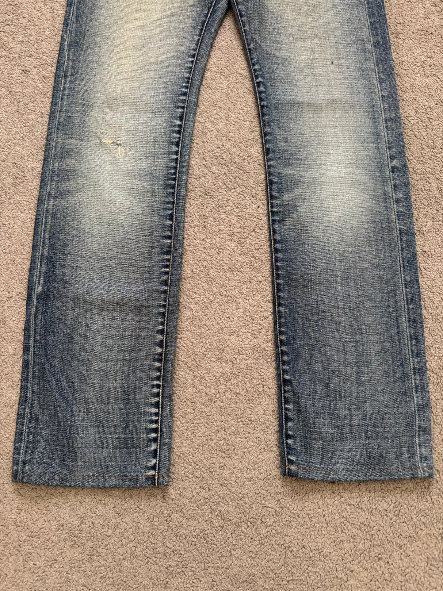 SS07 Dior Homme by Hedi Slimane Faded Washed Whiskered Denim Jeans