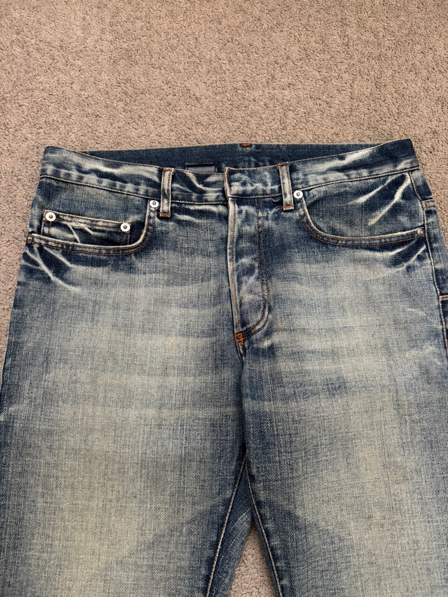 SS07 Dior Homme by Hedi Slimane Faded Washed Whiskered Denim Jeans