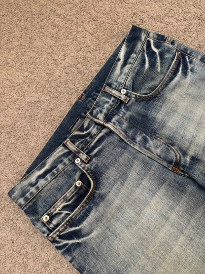 SS07 Dior Homme by Hedi Slimane Faded Washed Whiskered Denim Jeans