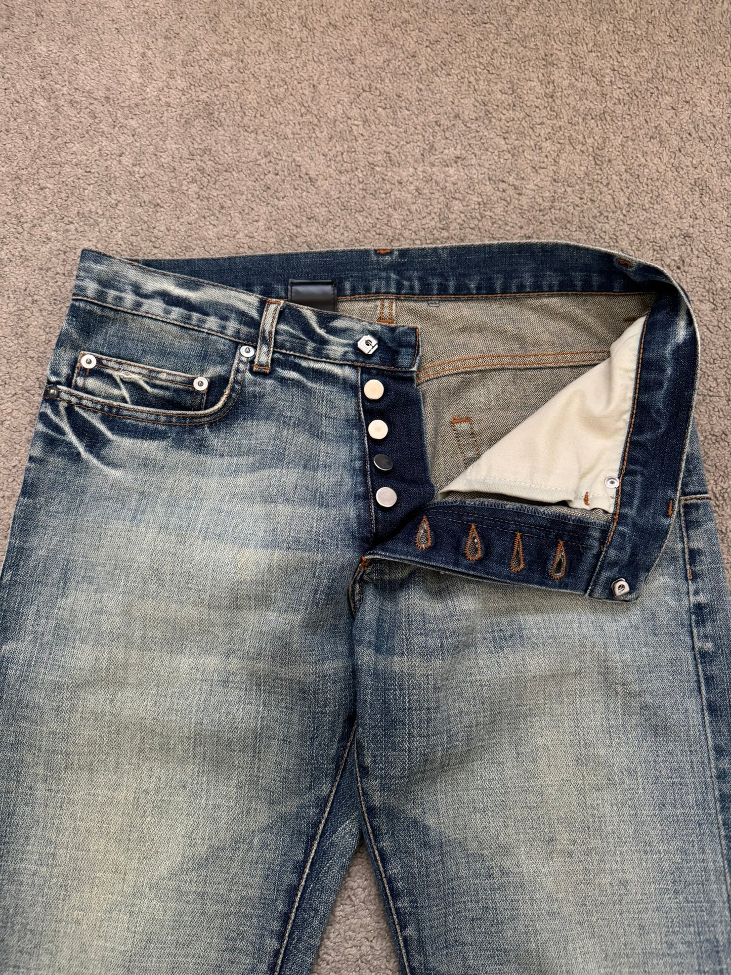 SS07 Dior Homme by Hedi Slimane Faded Washed Whiskered Denim Jeans