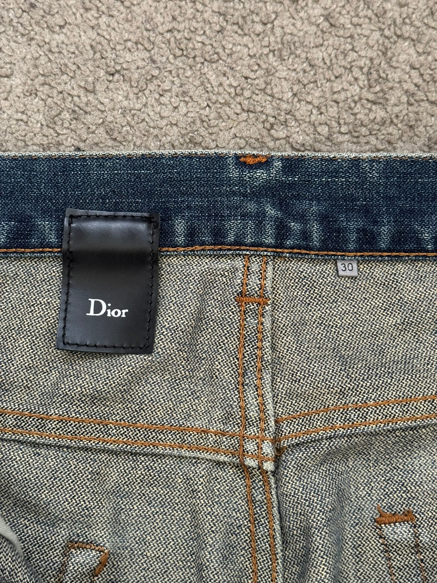 SS07 Dior Homme by Hedi Slimane Faded Washed Whiskered Denim Jeans