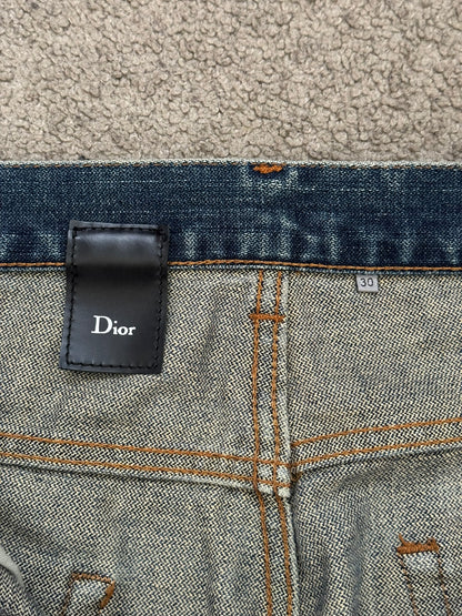 SS07 Dior Homme by Hedi Slimane Faded Washed Whiskered Denim Jeans