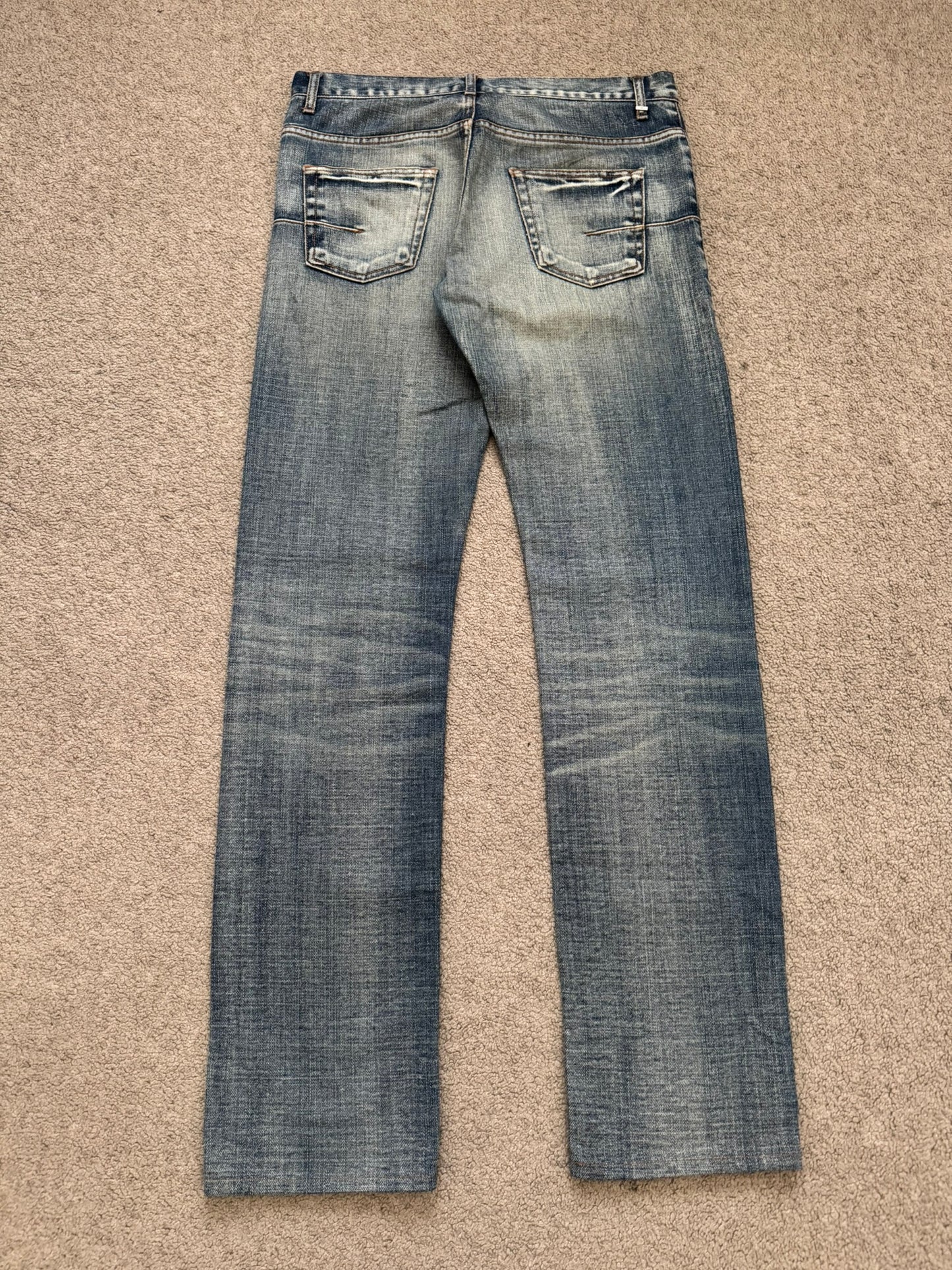 SS07 Dior Homme by Hedi Slimane Faded Washed Whiskered Denim Jeans