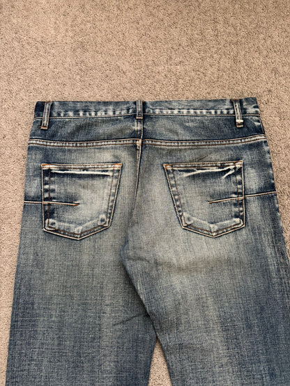 SS07 Dior Homme by Hedi Slimane Faded Washed Whiskered Denim Jeans