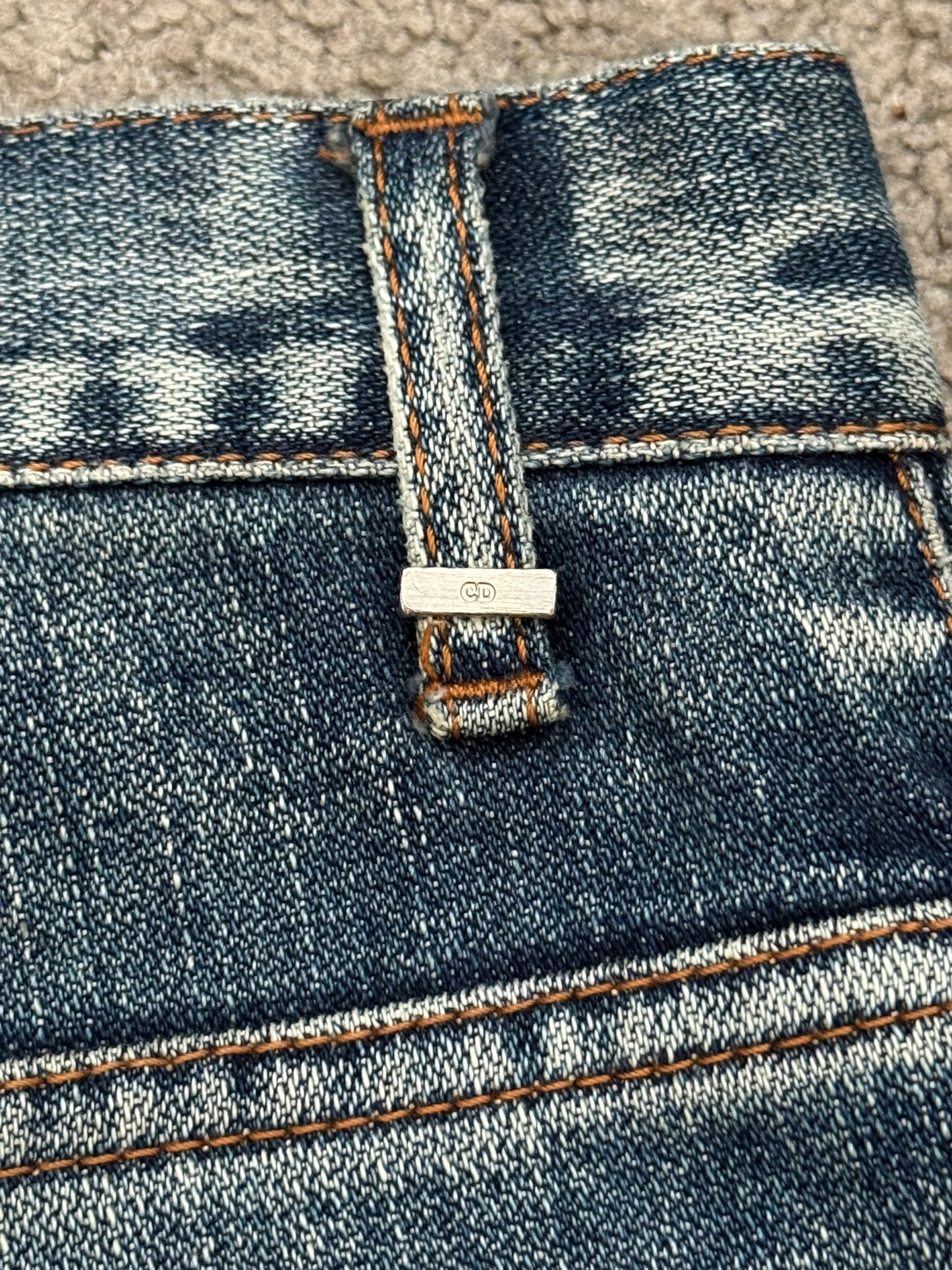 SS07 Dior Homme by Hedi Slimane Faded Washed Whiskered Denim Jeans