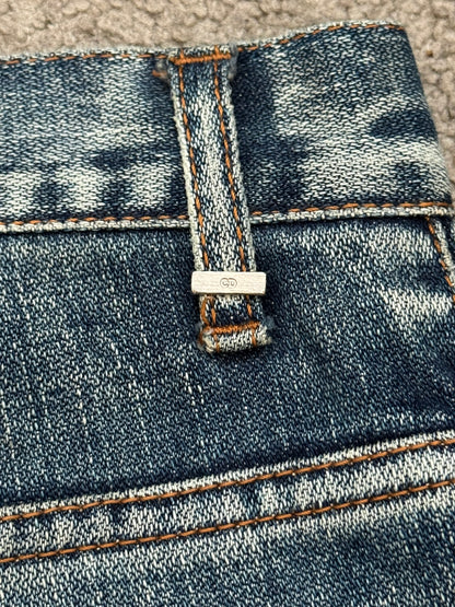 SS07 Dior Homme by Hedi Slimane Faded Washed Whiskered Denim Jeans