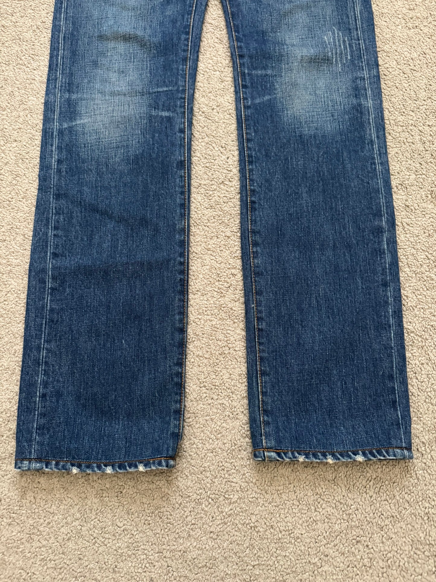 AW06 Dior Homme by Hedi Slimane MIJ Clawmark Blue Washed Denim Jeans