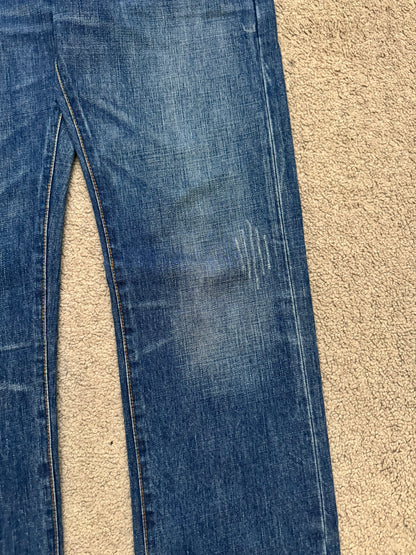 AW06 Dior Homme by Hedi Slimane MIJ Clawmark Blue Washed Denim Jeans