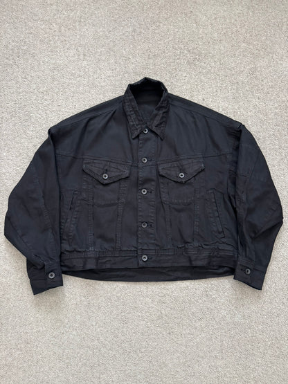 SS19 Julius x I.T. Black Waxed Boxy Cropped Denim Jacket