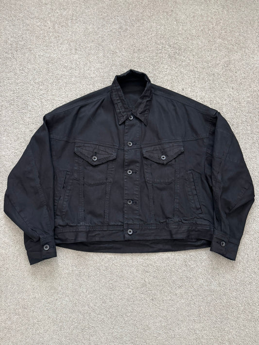 SS19 Julius x I.T. Black Waxed Boxy Cropped Denim Jacket
