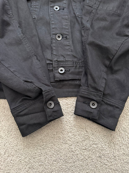 SS19 Julius x I.T. Black Waxed Boxy Cropped Denim Jacket