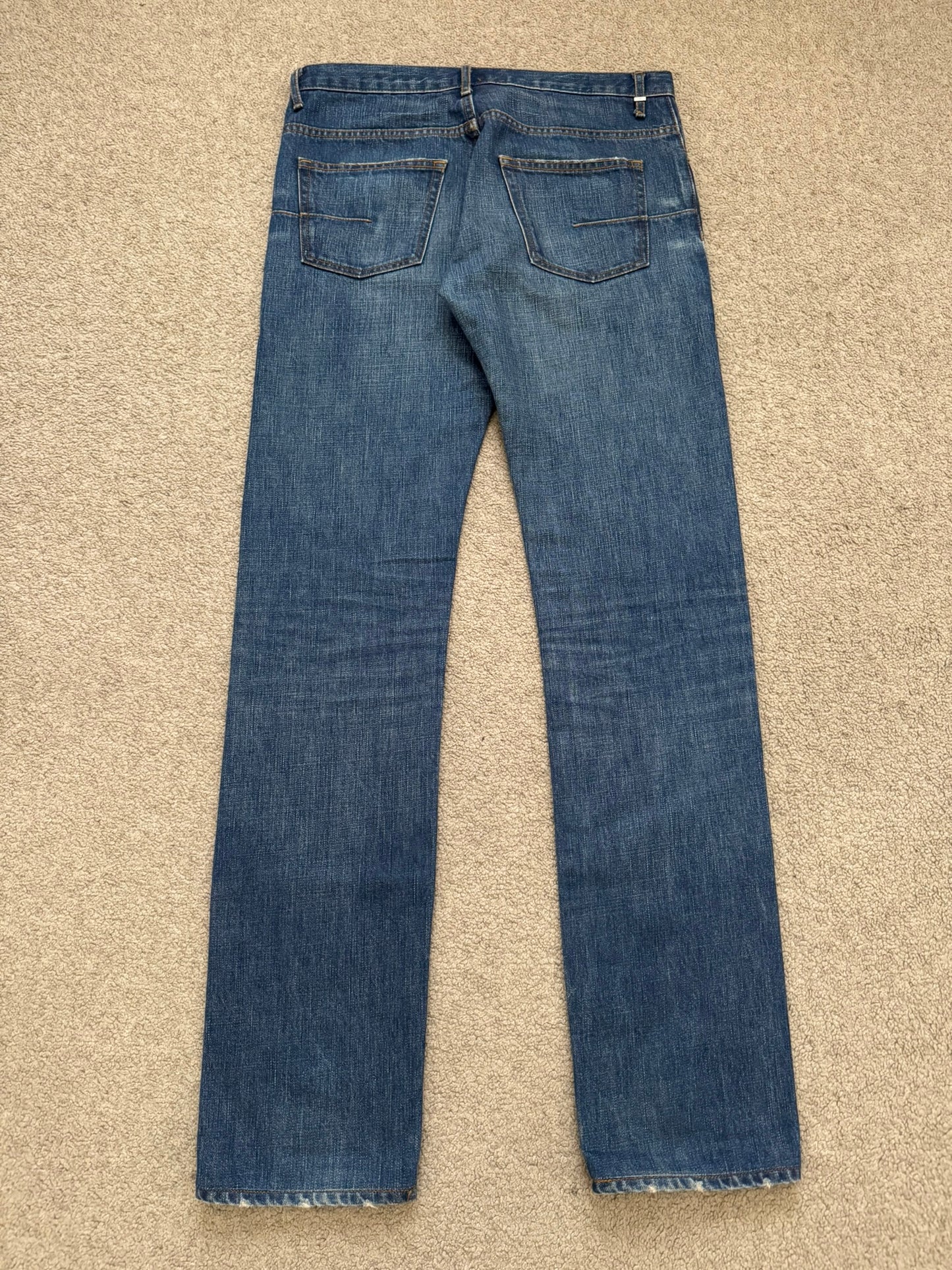 AW06 Dior Homme by Hedi Slimane MIJ Clawmark Blue Washed Denim Jeans