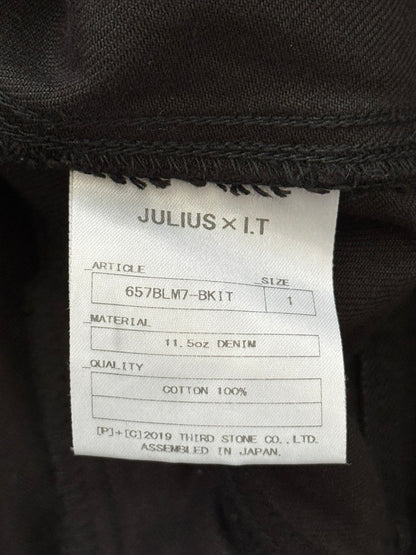 SS19 Julius x I.T. Black Waxed Boxy Cropped Denim Jacket