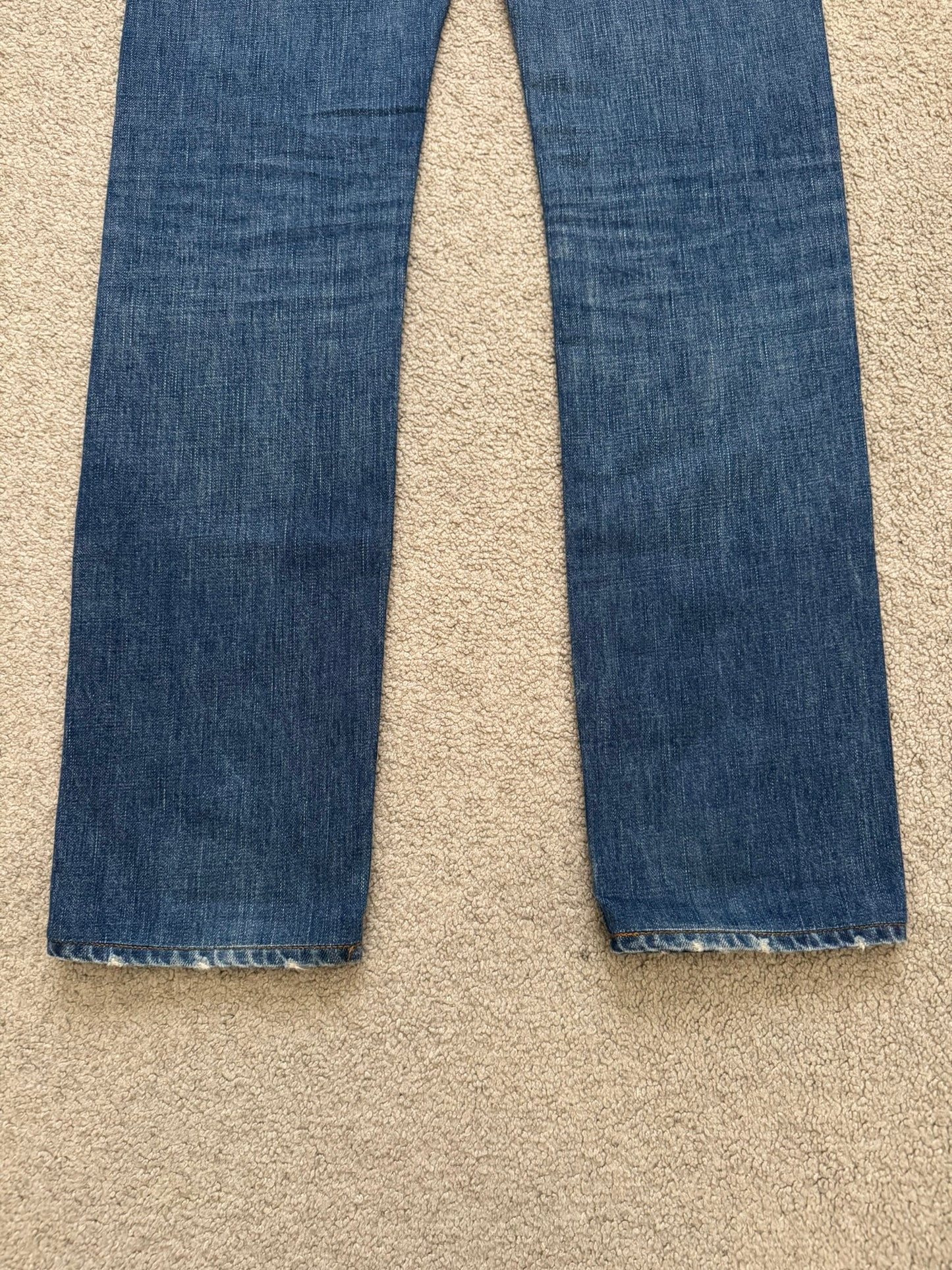 AW06 Dior Homme by Hedi Slimane MIJ Clawmark Blue Washed Denim Jeans