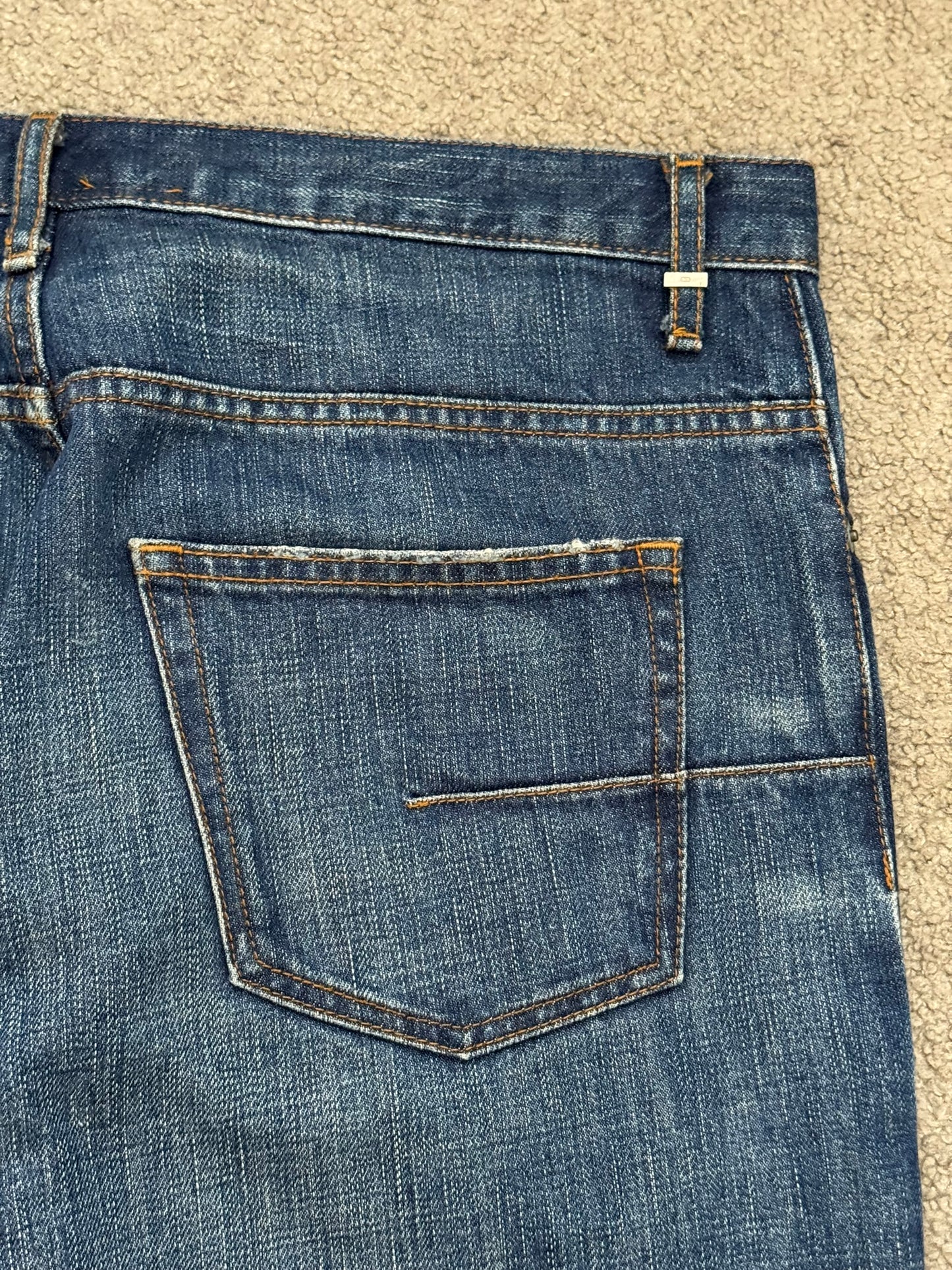 AW06 Dior Homme by Hedi Slimane MIJ Clawmark Blue Washed Denim Jeans