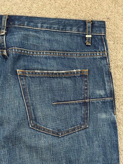AW06 Dior Homme by Hedi Slimane MIJ Clawmark Blue Washed Denim Jeans