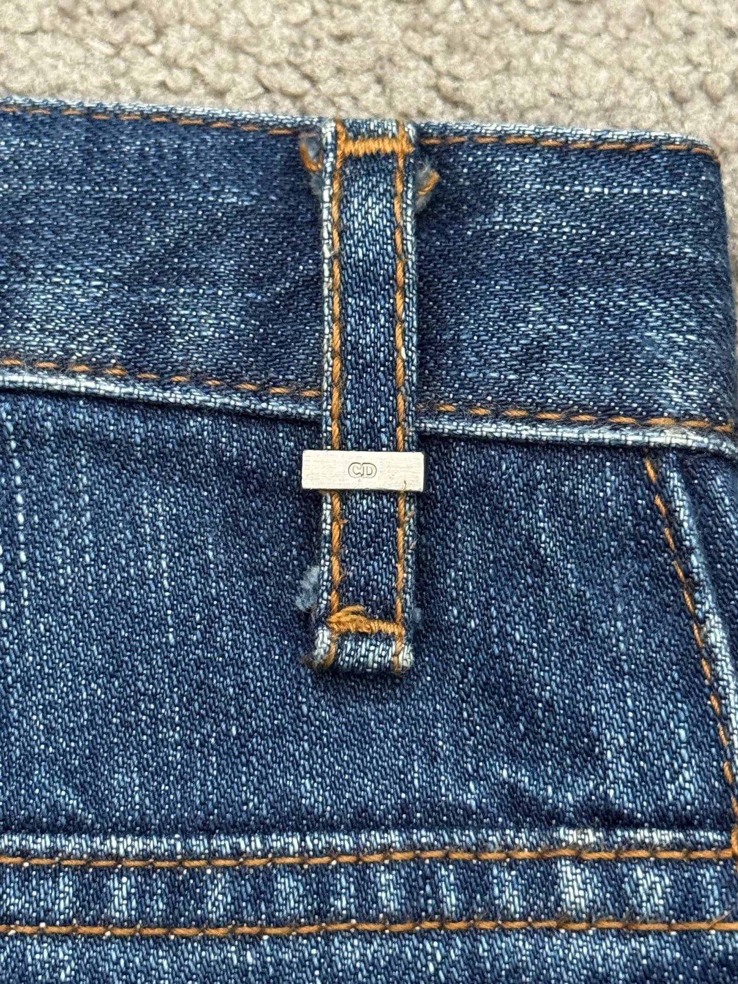 AW06 Dior Homme by Hedi Slimane MIJ Clawmark Blue Washed Denim Jeans