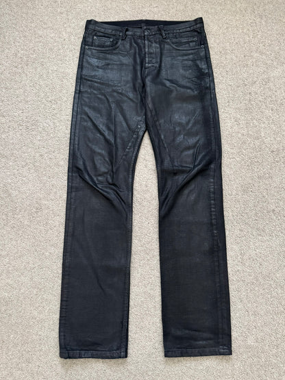SS16 Rick Owens DRKSHDW Black Waxed Berlin Cut Denim Jeans