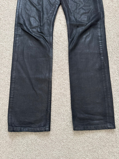 SS16 Rick Owens DRKSHDW Black Waxed Berlin Cut Denim Jeans