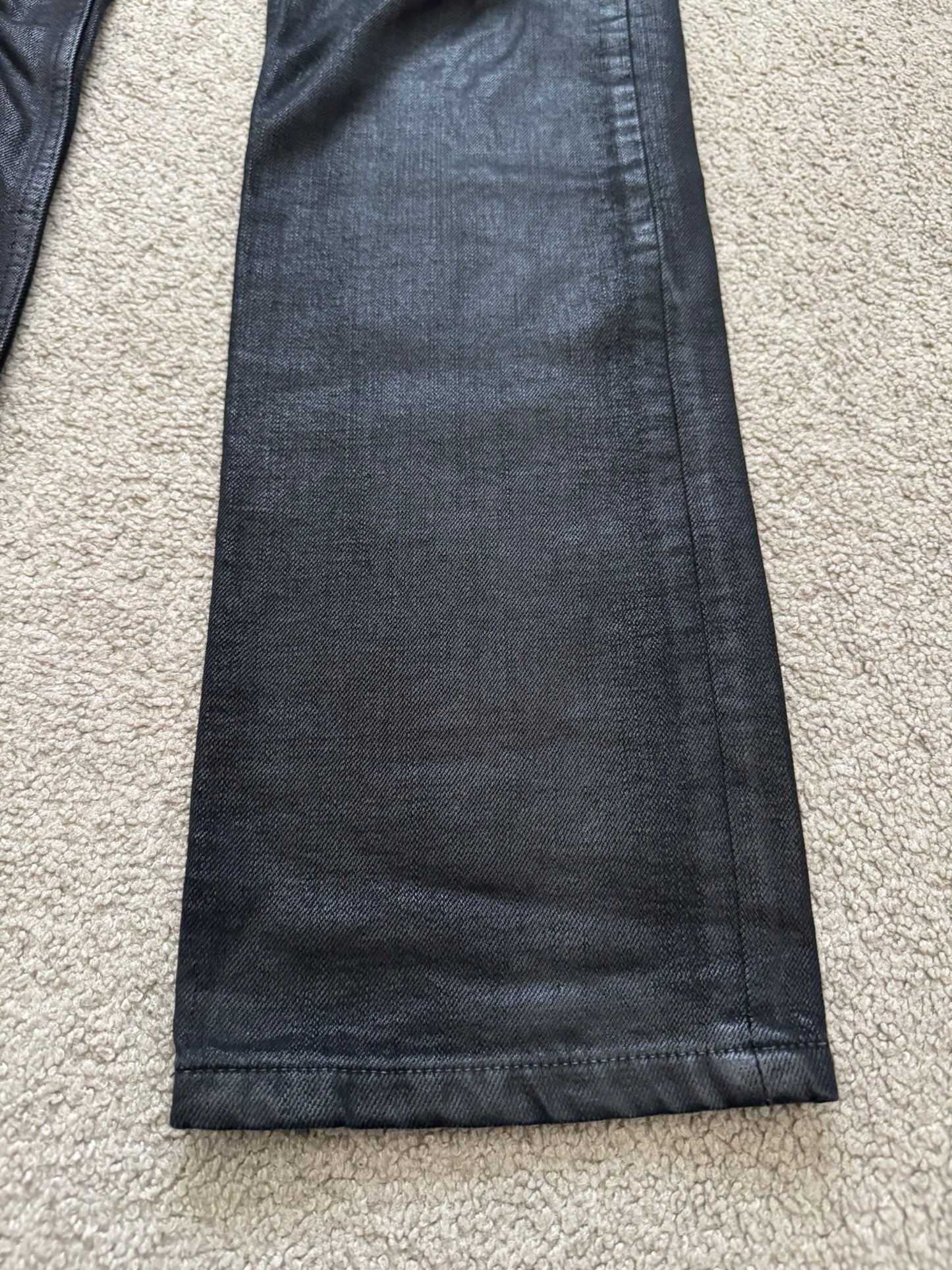 SS16 Rick Owens DRKSHDW Black Waxed Berlin Cut Denim Jeans