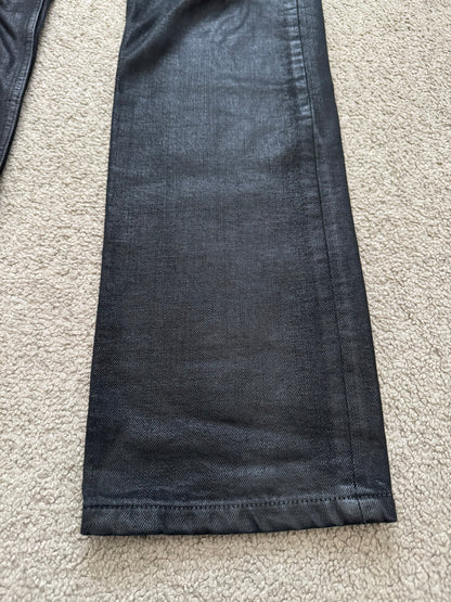 SS16 Rick Owens DRKSHDW Black Waxed Berlin Cut Denim Jeans