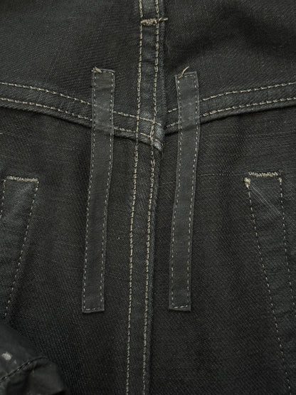 SS16 Rick Owens DRKSHDW Black Waxed Berlin Cut Denim Jeans