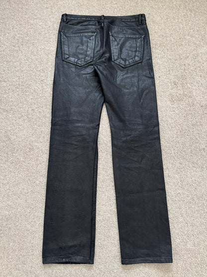 SS16 Rick Owens DRKSHDW Black Waxed Berlin Cut Denim Jeans