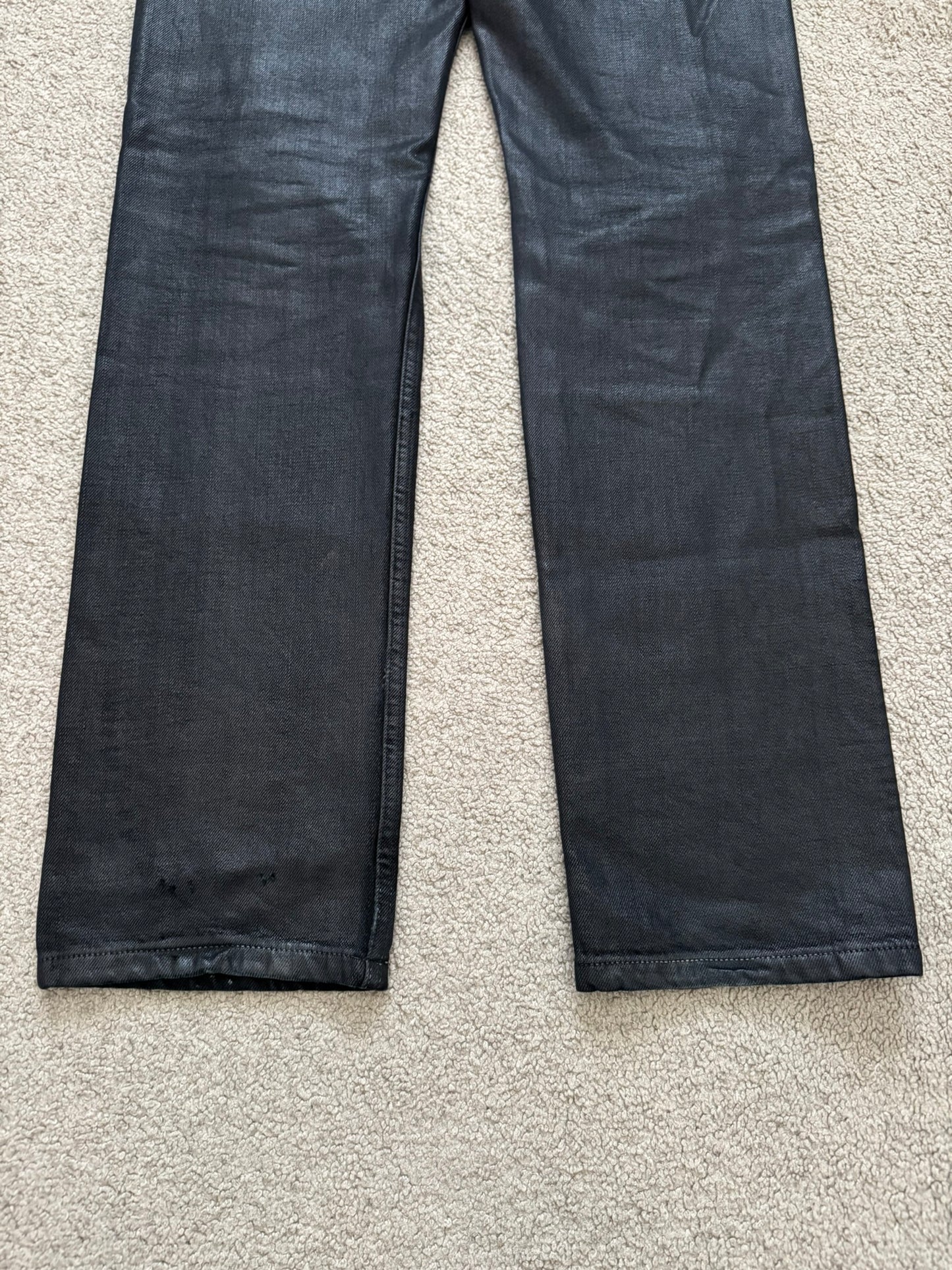 SS16 Rick Owens DRKSHDW Black Waxed Berlin Cut Denim Jeans