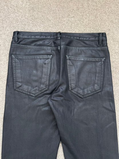 SS16 Rick Owens DRKSHDW Black Waxed Berlin Cut Denim Jeans