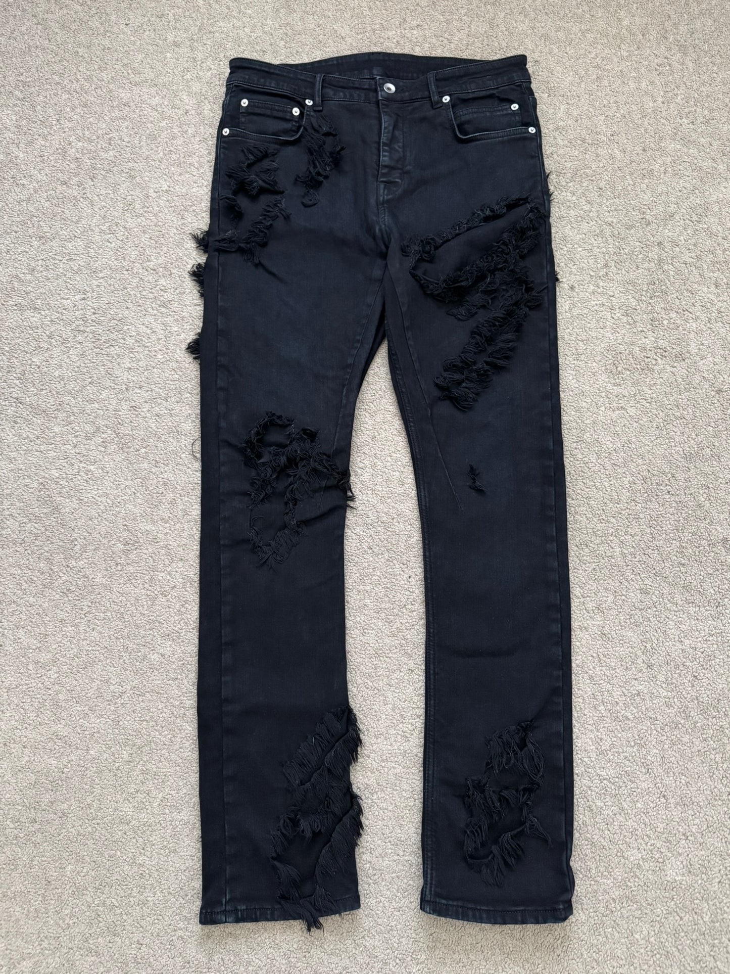SS22 Rick Owens DRKSHDW Slashed Distressed Denim Jeans