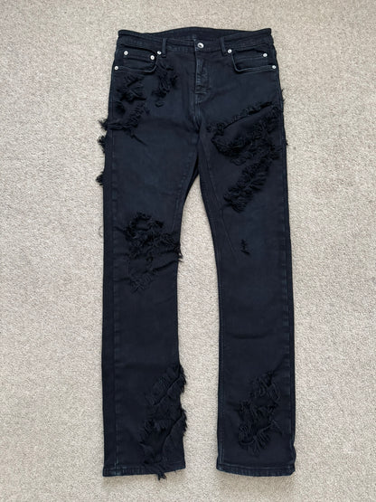 SS22 Rick Owens DRKSHDW Slashed Distressed Denim Jeans