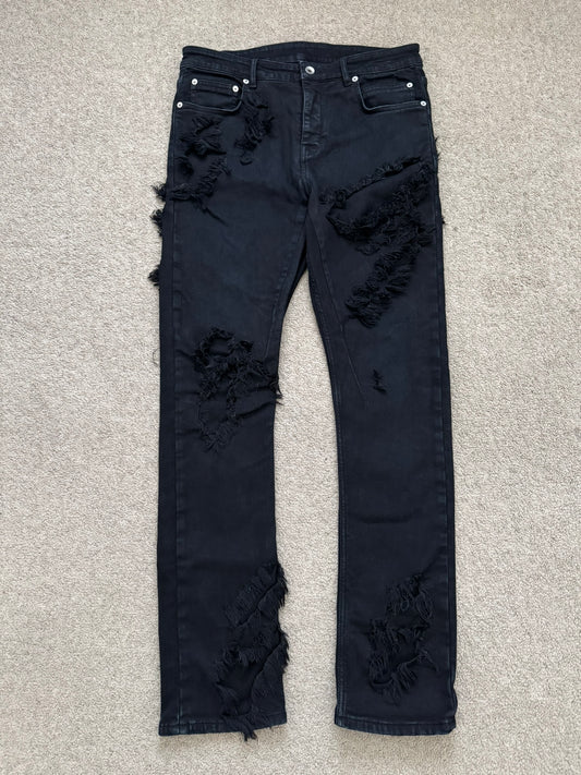 SS22 Rick Owens DRKSHDW Slashed Distressed Denim Jeans