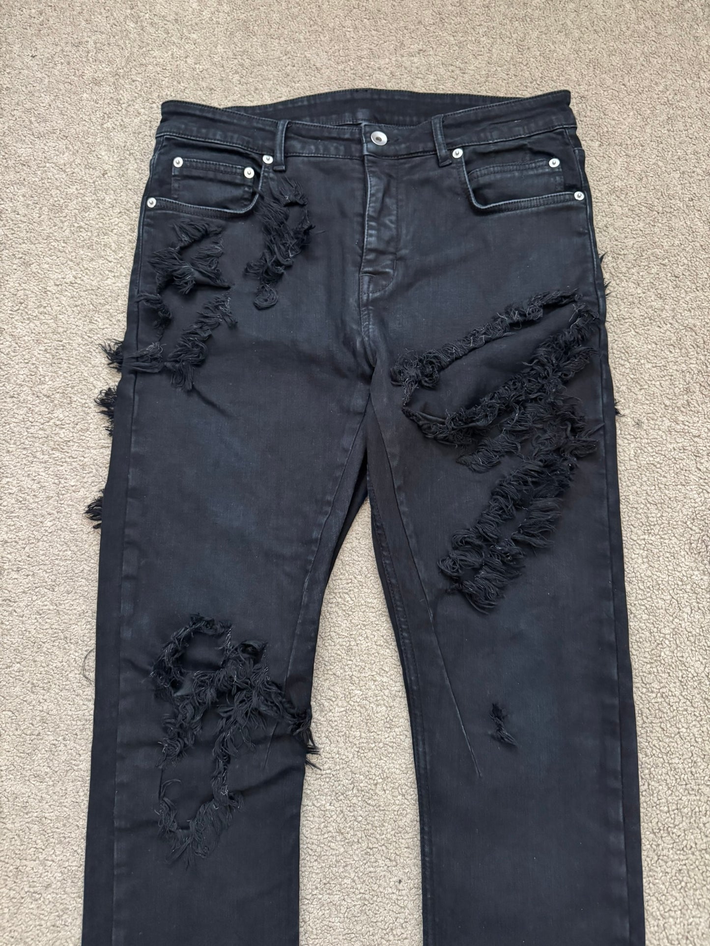 SS22 Rick Owens DRKSHDW Slashed Distressed Denim Jeans