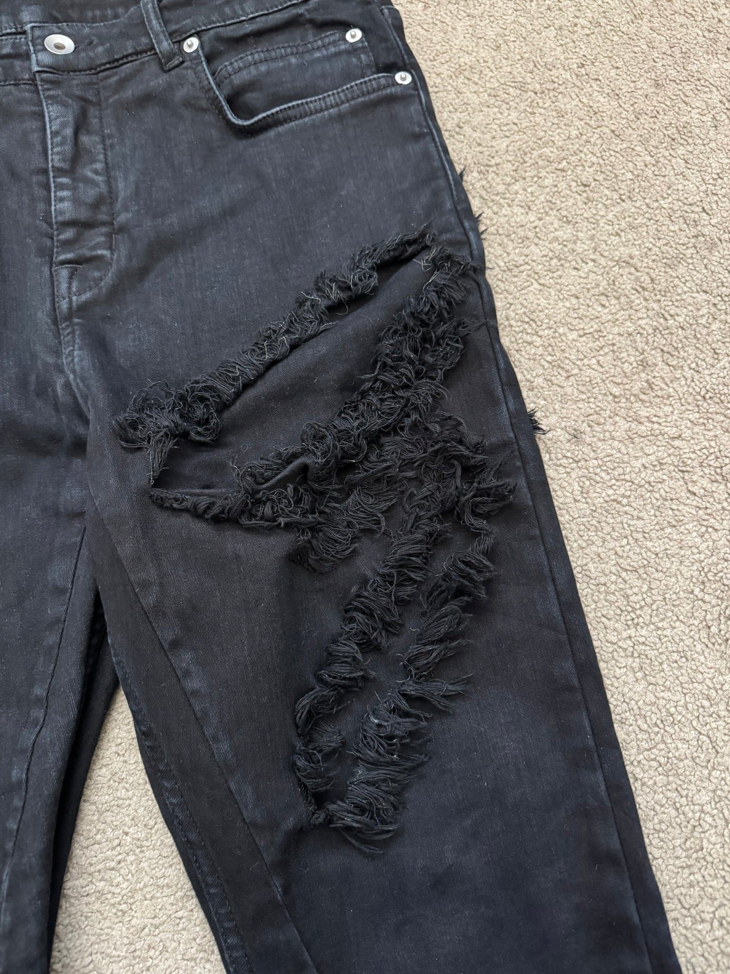 SS22 Rick Owens DRKSHDW Slashed Distressed Denim Jeans