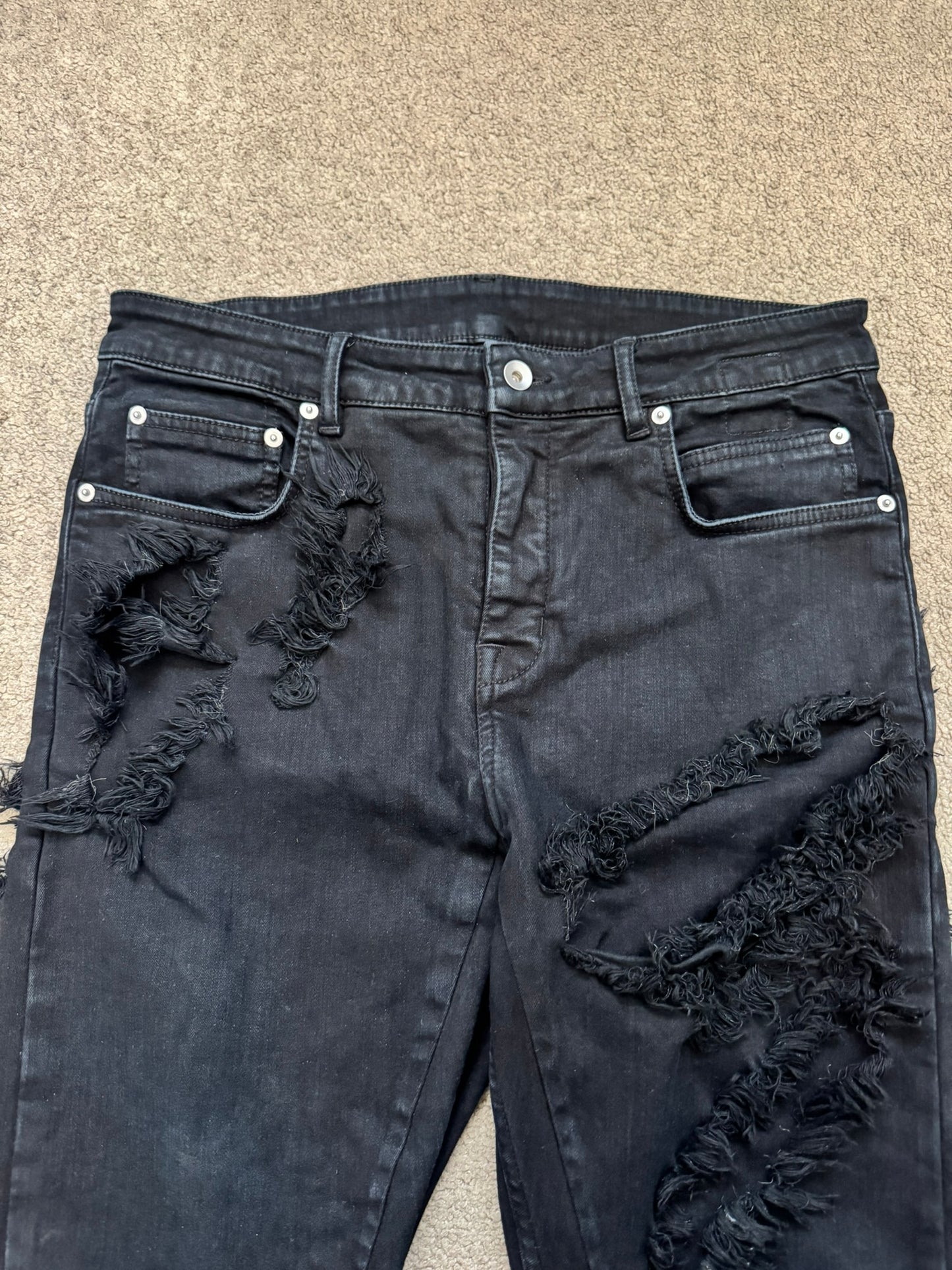 SS22 Rick Owens DRKSHDW Slashed Distressed Denim Jeans